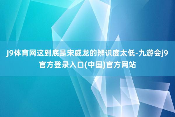 J9体育网这到底是宋威龙的辨识度太低-九游会j9官方登录入口(中国)官方网站