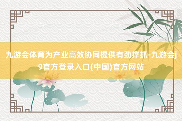 九游会体育为产业高效协同提供有劲撑抓-九游会j9官方登录入口(中国)官方网站