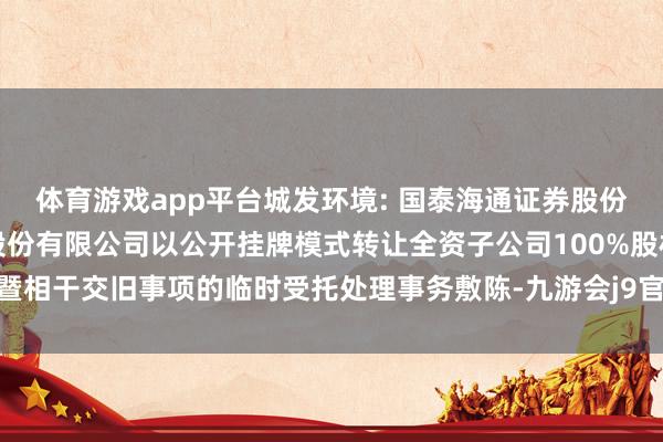 体育游戏app平台城发环境: 国泰海通证券股份有限公司对于城发环境股份有限公司以公开挂牌模式转让全资子公司100%股权暨相干交旧事项的临时受托处理事务敷陈-九游会j9官方登录入口(中国)官方网站